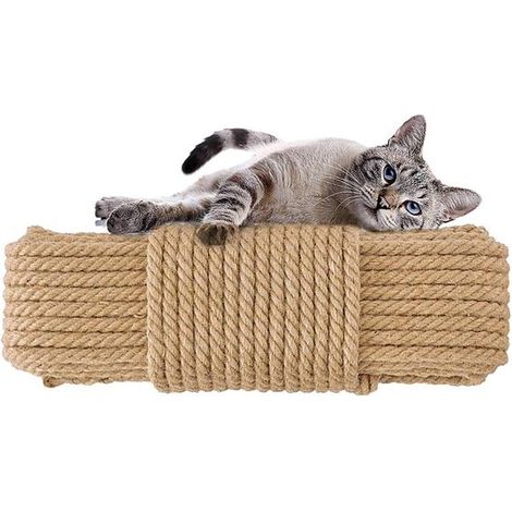 Corde de jute naturelle – 6 mm x 10 m – Beige – Pour réparation, poteaux à griffer, bricolage, jardin (1/5)