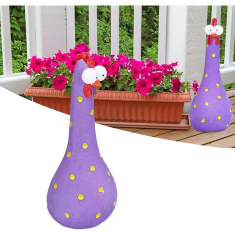 Statue de Poulet à Long Cou en Résine Artisanale pour Jardin - Décoration d'Extérieur Violette Microlandschaft (1/5)