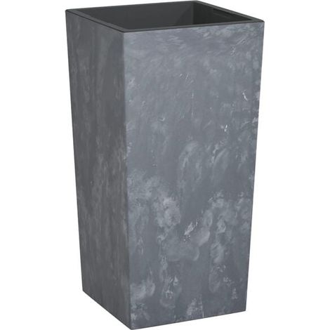 Pot de fleurs et doublure amovible, gris, 21/49 litres, matériau PP, texture semblable à du ciment. (1/5)