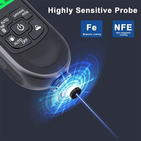 Jauge D Epaisseur De Peinture - Sonde Fe NFe - Mesure 0 A 2000 µm - Pour Voiture Aluminium Acier - 1 Unite (1/5)