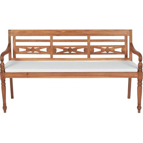 Banc jardin Banc extérieur Banquette de jardin Batavia avec coussin 150 cm Teck (1/5)