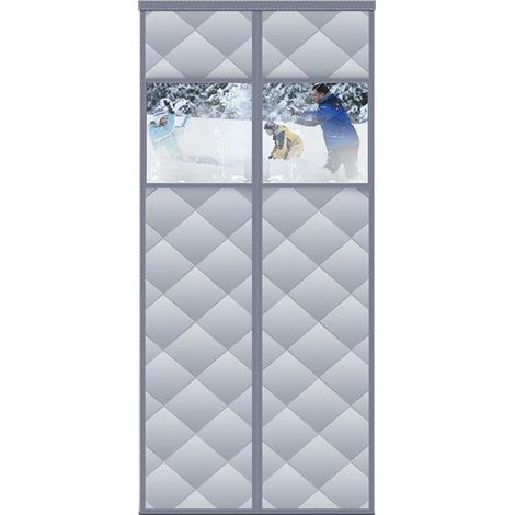 Tenda termica per porta 90 x 210 cm, tenda termica magnetica, isolante dal freddo e dal caldo, non necessita di fori, impermeabile, adatta agli animali domestici, isolamento termico per porta - Grigio