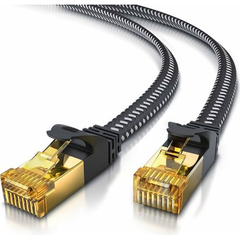 Primewire Flachbandpatchkabel CAT 7 mit Baumwollummantelung - Gigabit Ethernet LAN Kabel - 10 Gbit/s - U/FTP PIMF Schirmung - Netzwerkkabel - 25m (1/5)