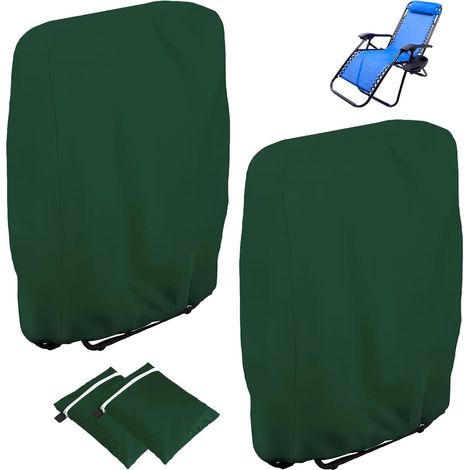 2 pièces Housse de Protection pour Chaise Longue Pliante, Oxford Coupe-Vent Anti-UV Imperméable Housses pour Chaises de Jardin Pliantes, Housse de Chaise Longue de Jardin (Vert)