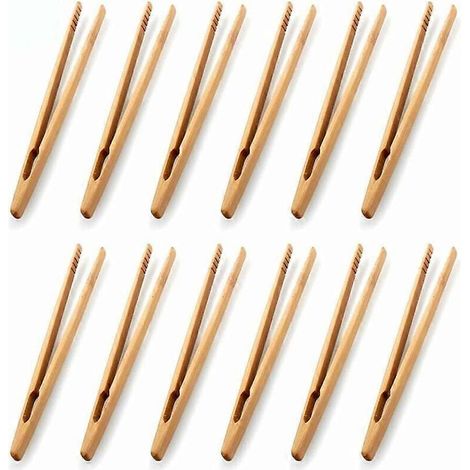 Pinces à toast I-MART en bambou, lot de 2 pinces en bois de 18 cm (7 pouces) pour grille-pain, petites pinces de cuisine, ustensiles naturels résistants à la chaleur pour toasts et bacon (1/5)