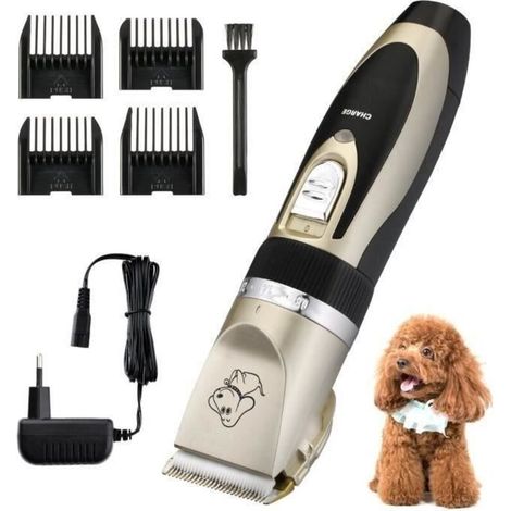 (Gold)Dog and Cat Grooming Clipper, Quiet, Rechargeable, Cordless, Detachable, for Dogs/Cats (1/4)