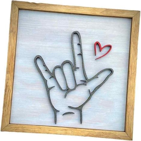1 Cadre photo Bois Symbole langue des signes Décoration murale Table Intérieur (1/5)