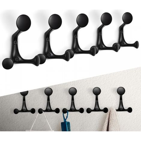 5 pièces Crochets robuste pour manteaux, crochets muraux, support de crochets d'entrée muraux, pour suspendre vêtements (1/5)