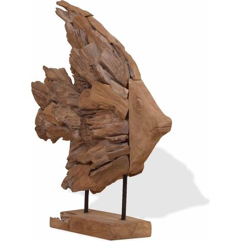 Fisch-Skulptur Teak 40x12x57 cm