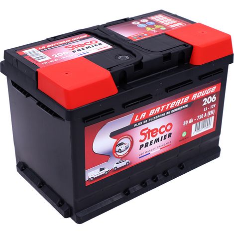 Stecopower – Batterie voiture 12V 75Ah 750A – 206 – Disposition des pôles: + à droite – Longueur 278mm – Garantie 2 ans