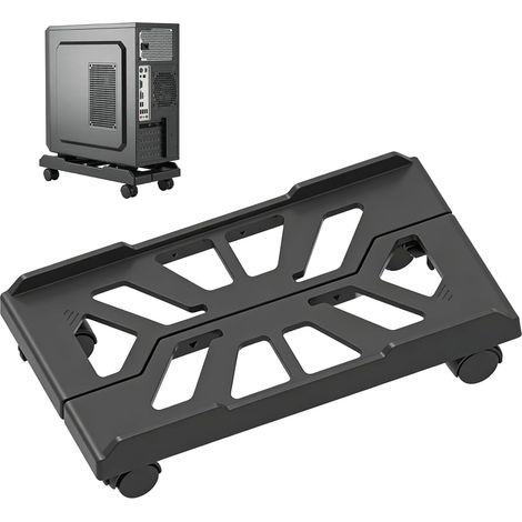 Support PC : support PC réglable avec 4 roulettes, support CPU sous bureau, chariot pour tour d'ordinateur, boîtier d'ordinateur de bureau cadre principal pour le bureau et la maison, noir (1/5)