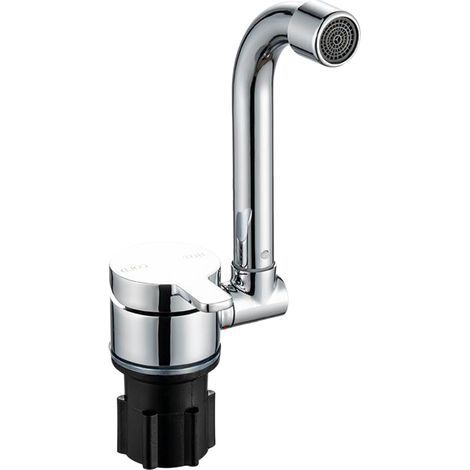 Robinet d'évier, mitigeur, rotatif à 360 degrés et pliable, mélangeur chaud et froid, avec couvercle, pour camping-car, taille du port de connexion 1/2" (1/5)