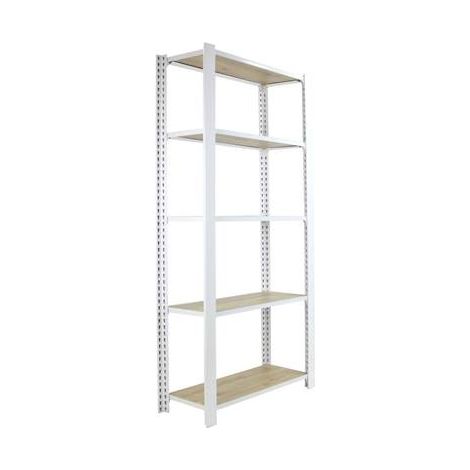 Étagère en métal blanc nodi 5 étagères charge 200 kgs dim.2100x1600x300mm sans vis (1/2)