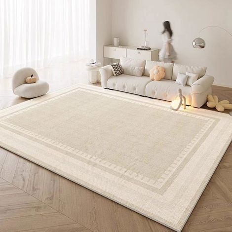 1 pièce tapis moelleux salon chambre, antidérapant sous-carpet, style minimaliste moderne 160 x 230 cm beige