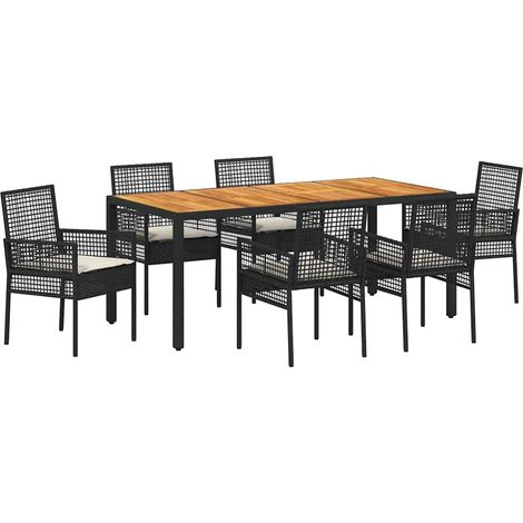 Maison Exclusive - Set da Pranzo per Giardino 7 pcs Nero polyrattan