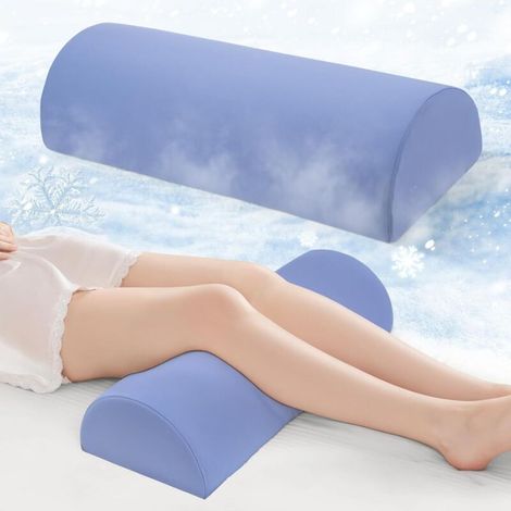 Coussin de genou pour dormeurs sur le dos – Coussin traversin demi-lune pour les jambes – Soutien des jambes et élévation des pieds (bleu brumeux) (1/4)