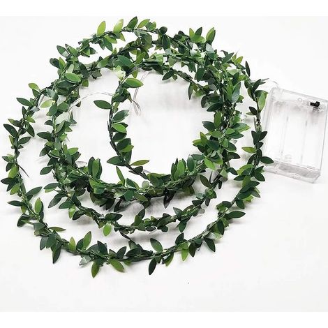 Guirlande lumineuse à feuilles vertes, guirlande de vigne de 4,88 m (16 pi), ensemble de 50 LED pour décoration intérieure et extérieure (Noël, patio, mariage, jardin). (1/5)