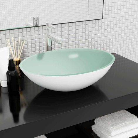 Lavabo Verre - Vasque à poser Lavabo à poser 50x37x14 cm Blanc BV418812 - BonneVie (1/5)
