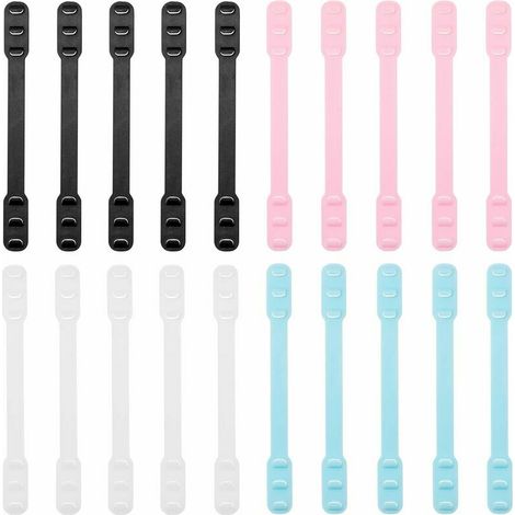 20 pièces porte-masque crochet de masque en silicone crochet d'oreille réglable sangles d'extension de masque 4 couleurs porte-masque contre les maux d'oreille, support de protège-dents (17,9 (1/5)