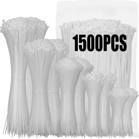 Kabelbinder 1500 Stück Weiß Nylon 100 150 200 300 mm 1500 PCS Weiß (1/5)