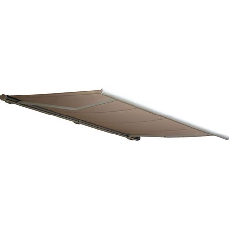 [NEUWERTIG] Elektrische Kassettenmarkise HHG-606, Markise Vollkassette 5x3m Polyester Sand (1/5)