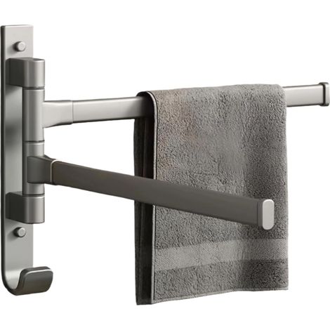 Porte-Serviettes Rotatif En Aluminium, Barre à Serviettes De Salle De Bains, Porte-Serviettes De Cuisine, 2 barres robustes,Porte-serviettes sans perçage (1/4)