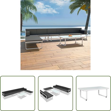 Gartenmöbel - 5-tlg. Garten-Lounge-Set Textilene Aluminium Schwarz (1/5)