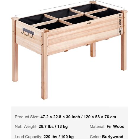 Jardinera elevada, construcción de madera resistente, tipo B (1/2)
