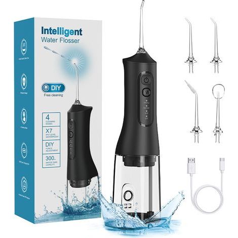 Hydropulseur portable, 300 ml, rechargeable, étanche, 4 modes, nettoyeur de fil dentaire (1/5)