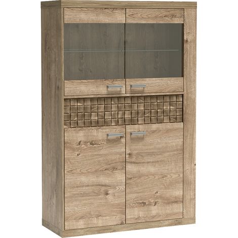 Wohnzimmer Highboard Vitrine in Eiche NUSCO-161 (1/5)