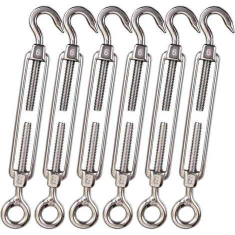 Lot de 5 M6 Tendeur Cable Inox 6mm Tendeur Cloture Crochet Tendeur 304 en Acier Inoxydable Réglable Tendeur Grillage pour Corde Cable Fil à Linge Jardin Grillage (1/4)