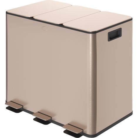 45L Triple Compartment Stainless Steel Bin,  Deodoriser Holders - Gold Tone (1/5)