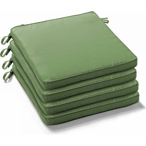 Lot de 4 galettes de chaise polyester vert cactus 40x40x3 cm