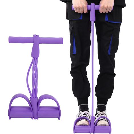 4 elastische Widerstandsbänder für Bauchmuskelübungen, Widerstandspedale, Fitnessgeräte für Yoga und Dehnübungen, lila (1/5)