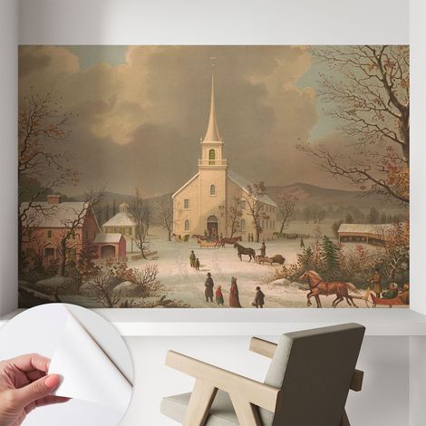 Fototapete Selbstklebend - Wanddekoration - Wandfolie - 3D Tapete Wand - Wohnungsdeko Winterlandschaft 104x70 cm (1/5)