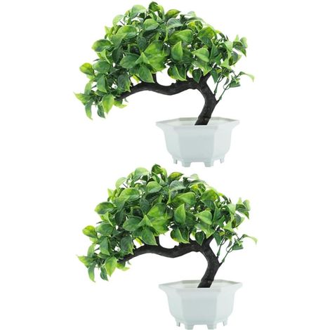 2pièces Lot de Pins Artificiels Pot Réalistes pour Décoration Intérieure Et Extérieure Petits Pins Jardinière (1/5)