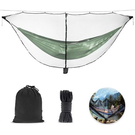 Hamac de Camping avec Moustiquaire, Camping avec moustiquaire Fermeture éclair Double Face Protection à 360° Anti-Insecte De Voyage pour Jardin, Extérieur (Ne Contient Pas Hamac) (Noir) (1/5)