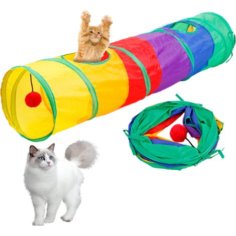 Tunnel Pour Chat - Structure En Acier Spring Avec Protection Extrémités - 114 X 25 X 25 Cm - Polyesther - 1 Pièce (1/5)