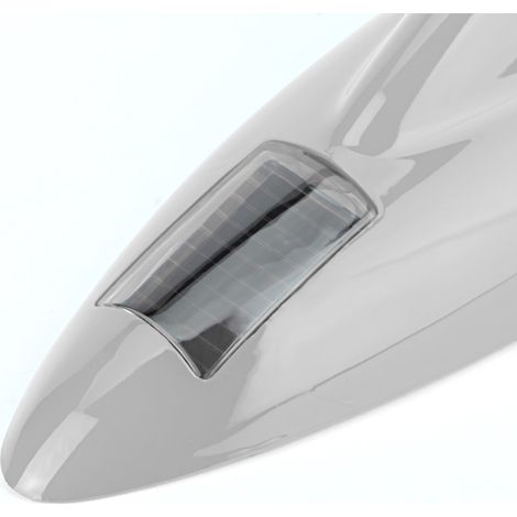 Antenne aileron de requin pour voiture avec radio, feu stroboscopique à énergie solaire, feu d'avertissement LED de prévention des collisions arrière, 12 LED (livré avec batterie), argent. (1/5)