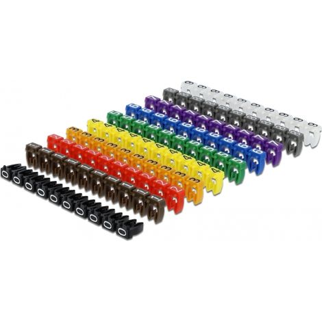 Delock Clips Marcadores de Cables 0-9, colores surtidos, 100 unidades