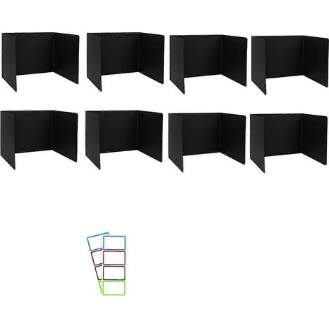 Lot de 8 séparateurs de bureau pour étudiants, en plastique noir imperméable. (1/5)