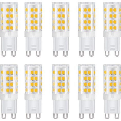 G9 Led Ampoules, Base En Céramique, 5W (Equivalent 50W Ampoules Halogènes), 500Lm, Blanc Chaud 3000k, Culot G9, G9 Ampoules Pour l’Éclairage Domestique, Pack De 10