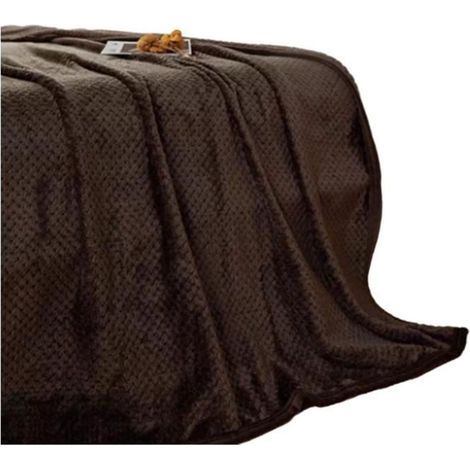Couverture Plaid Polaire pour Canapé Lit Voyage en Plein Air Couverture Moelleuse et Duveteuse pour Toute Saison Café 150x200cm (1/4)