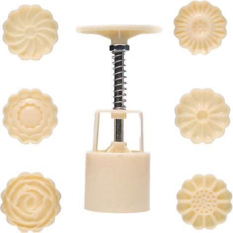 Stampo per biscotti Mooncake pressato a mano, 6 disegni, timbro per biscotti, set di stampi per Mooncake - Timbro per biscotti, decorazione (1/5)