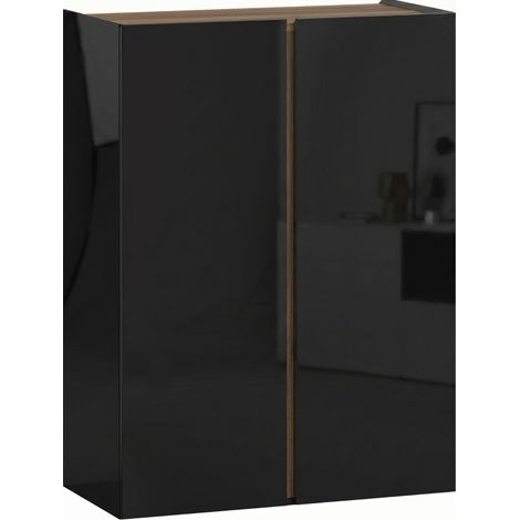 6-stufiger Schuhschrank in Schwarz Hochglanz mit Soft-Close und grifflosem Design MODENUIT (1/4)