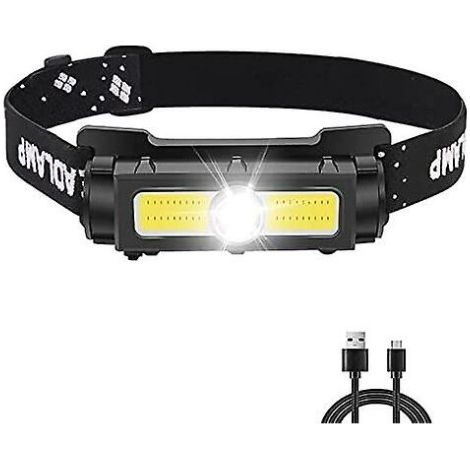 Lampe frontale puissante 1000 lumens rechargeable avec lumière et blanche aimant détachable 7 modes Rouge (1/4)