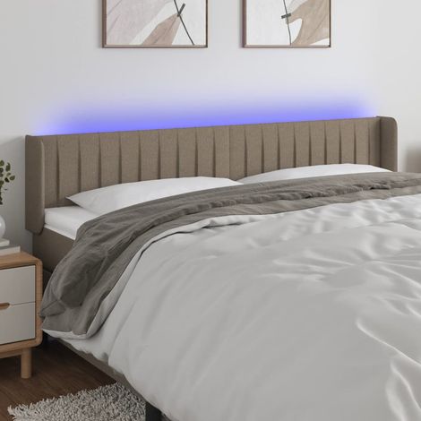 Cabecero con LED de tela gris taupe 183x16x78/88 cm vidaXL (1/5)