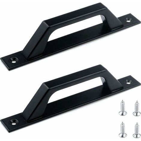 Set mit 2 schwarzen Schiebetürgriffen, 175 mm Achsabstand, Griffe aus Aluminium-Druckgusslegierung, Schrankgriffe