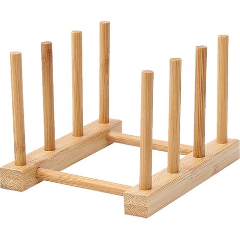 Rack À Assiettes - En Bambou Naturel - Pour Séchage Et Rangement D'Assiettes Tasses Couvercles De Casseroles Planches À Découper - 7 Emplacements - 1 Pièce (1/5)