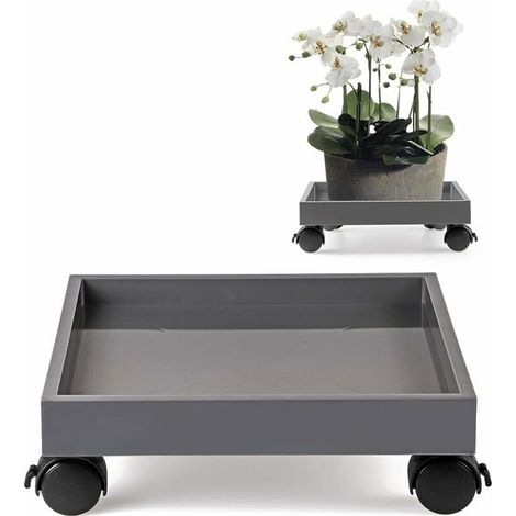 Soporte para macetas con ruedas, soporte para plantas con ruedas, platillo de ABS, para mover macetas y plantas de terraza, capacidad de carga 50 kg (cuadrado) - RWRoule-pot (1/5)